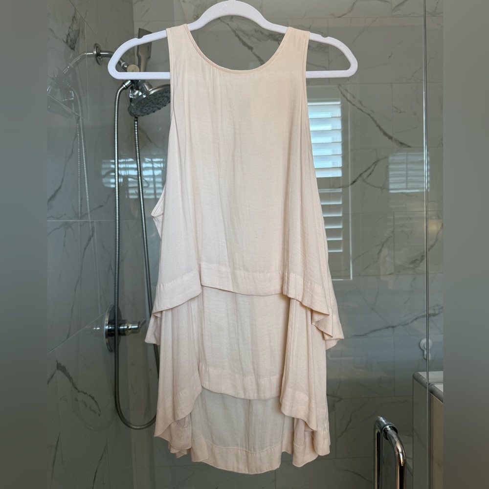 Free People Cream Layered Sleeveless Tunic